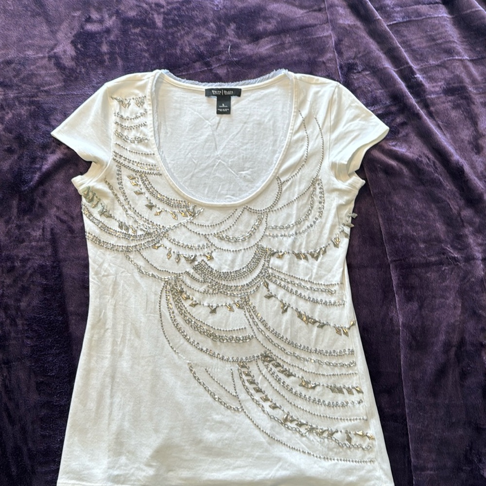 White House black market embellished T-shirt
